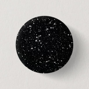 Glitter Stars2 - Silver Black 1 Inch Round Button