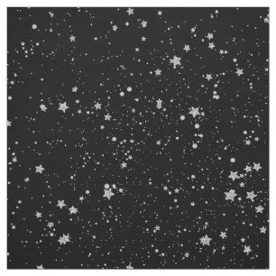 Glitter Stars2 - Silver Black Fabric