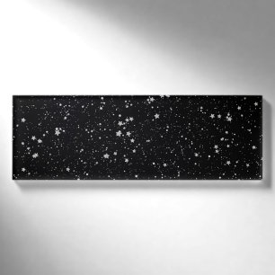 Glitter Stars2 - Silver Black Name Tag