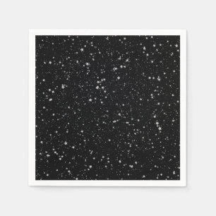 Glitter Stars2 - Silver Black Napkin