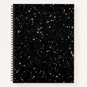 Glitter Stars2 - Silver Black Notebook