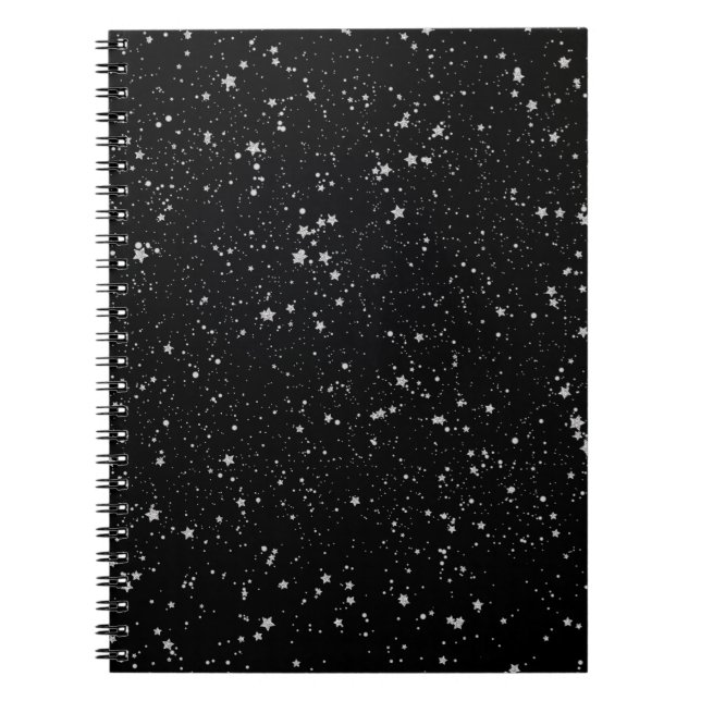 Glitter Stars2 - Silver Black Notebook (Front)