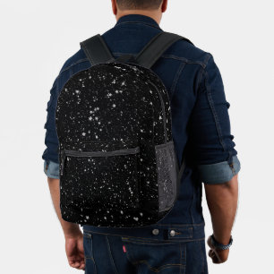 Glitter Stars2 - Silver Black Printed Backpack