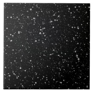 Glitter Stars2 - Silver Black Tile