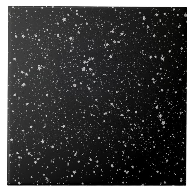 Glitter Stars2 - Silver Black Tile (Front)