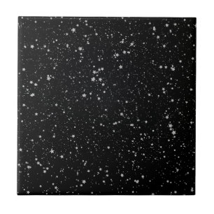 Glitter Stars2 - Silver Black Tile