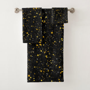 Glitter Stars3 - Gold Black Bath Towel Set