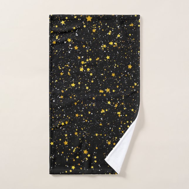 Glitter Stars3 - Gold Black Hand Towel (Hand Towel)