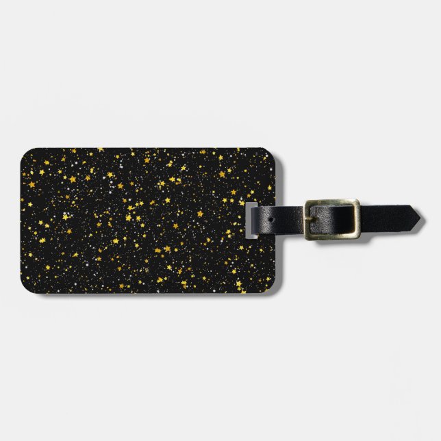 Glitter Stars3 - Gold Black Luggage Tag (Front Horizontal)