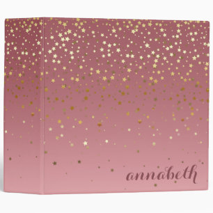 Glitter Stars And Rose Gold Marsala Gradient Binder