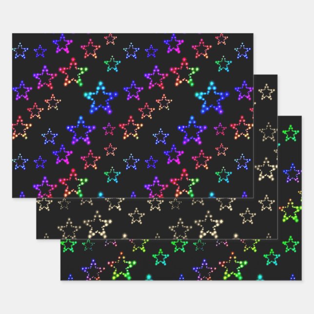 Glitter Stars Collection Wrapping Paper Sheet (Set)