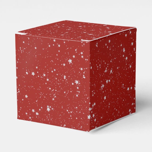 Glitter Stars - Silver Red Favor Box (Front Side)