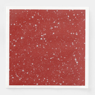 Glitter Stars - Silver Red Napkin