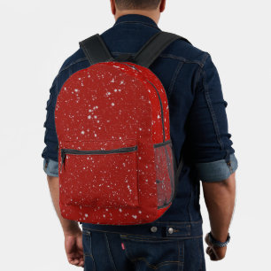 Glitter Stars - Silver Red Printed Backpack
