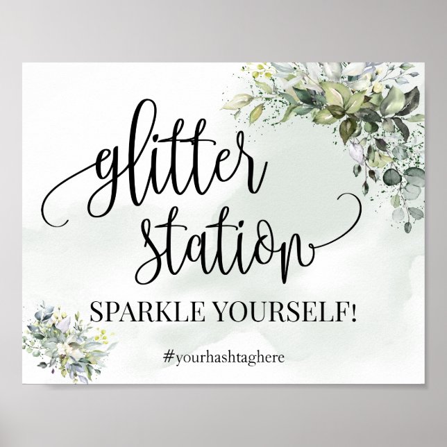 Glitter station sign eucalyptus succulent shower (Front)