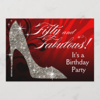 Glitter Stiletto Zebra 50 & Fabulous Birthday red