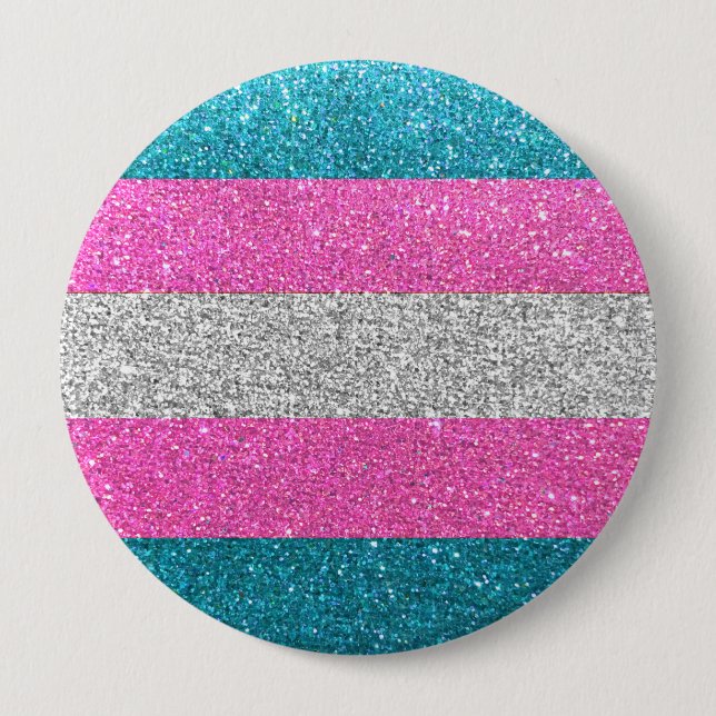 Glitter Stripes Flag LGBTQ Queer Trans Gay Pride  4 Inch Round Button (Front)