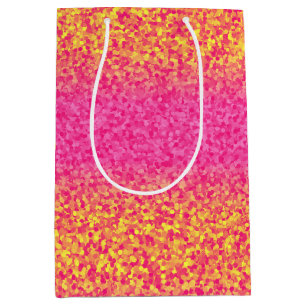 Glitter Stripes,Pink-Yellow-GIFT BAG M