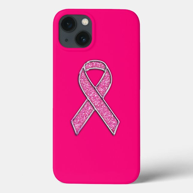 Glitter Style Pink Ribbon Awareness Design Case-Mate iPhone Case (Back)