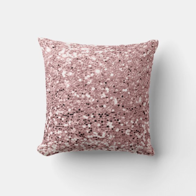 Glitter Stylist Fashion Sequin Blush Pink Rose Throw Pillow (Front)