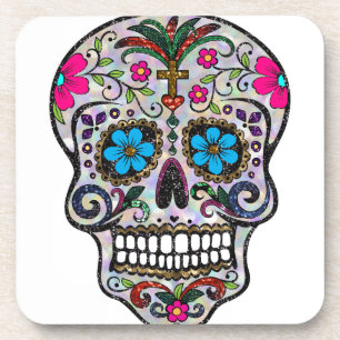 glitter Sugar Skull Coaster