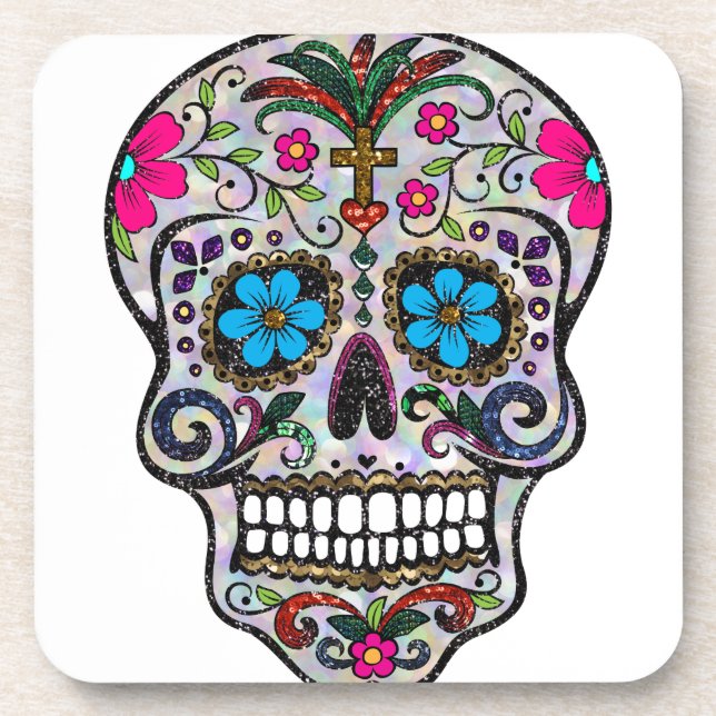 glitter Sugar Skull Coaster (Front)