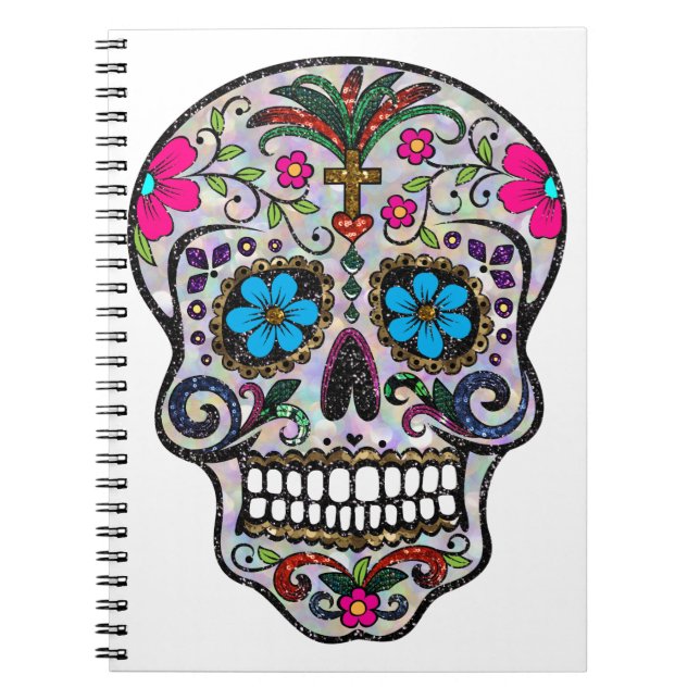 glitter Sugar Skull Notebook (Front)