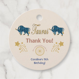 Glitter Taurus, Gold Shooting Stars Thank You Favour Tags
