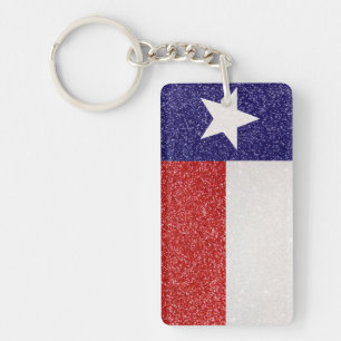 Glitter Texas flag rectangle keychain