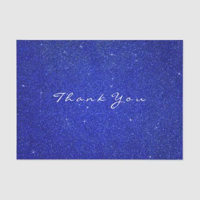 Glitter Thank You Cobalt Blue Spark Bridal Tissue Paper (Front)