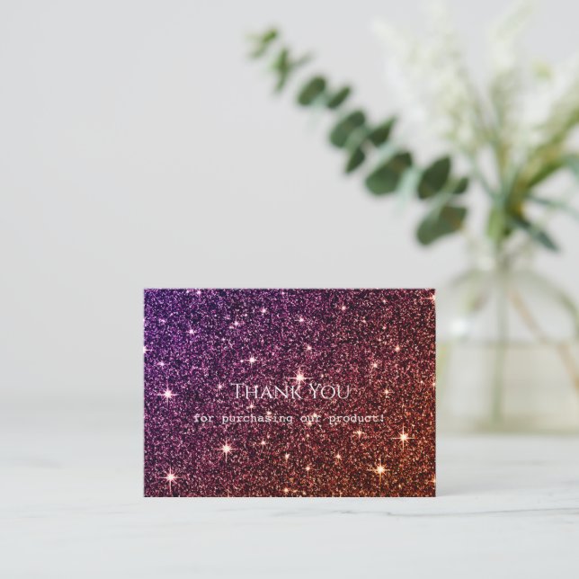 Glitter Thank You Flat Note Card (Standing Front)