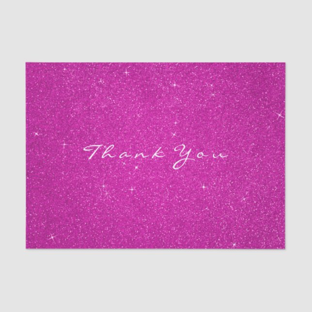 Glitter Thank You Fuchsia HotPink Rose Favour Whit Tissue Paper (Front)