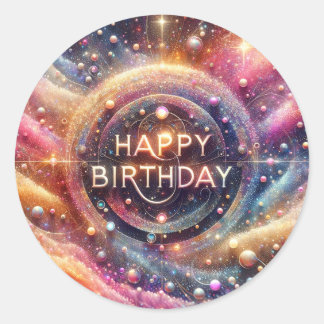Glitter-themed birthday sticker