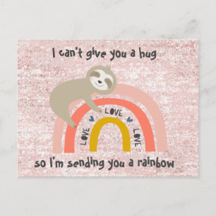 Glitter Thinking of You Rainbow Sloth Post Card