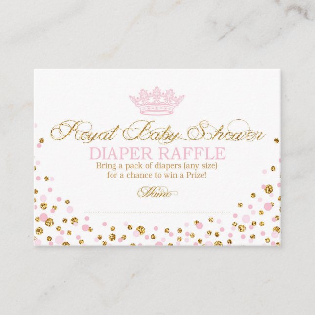 Glitter Tiara Royal Princess Diaper Raffle Ticket Enclosure Card (Front)