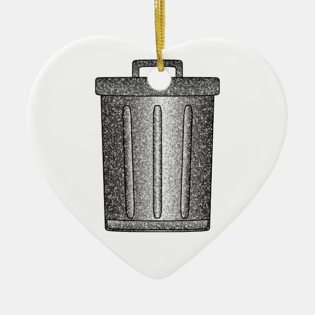 Glitter Trash Can Ceramic Ornament (Front)