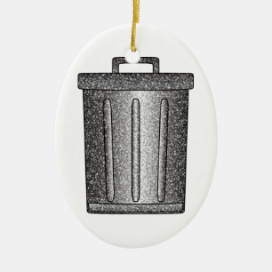 Glitter Trash Can Ceramic Ornament