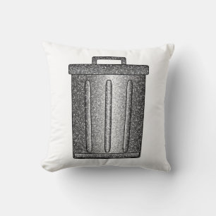 Glitter Trash Can Throw Pillow