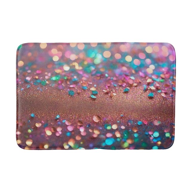 Glitter Trendy Opal Holographic Collection Bath Mat (Front)