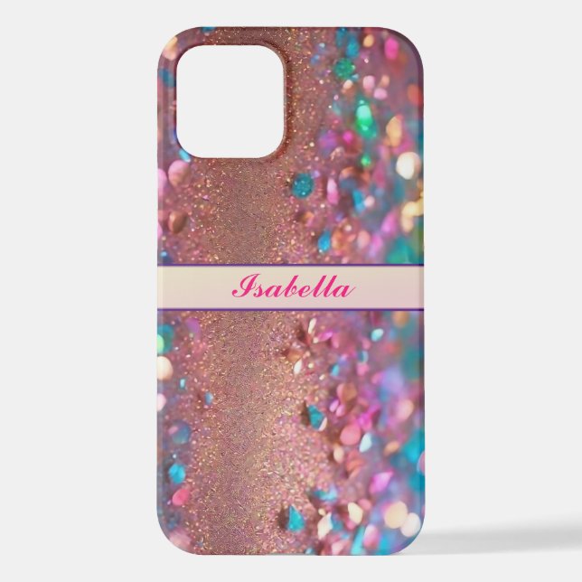 Glitter Trendy Opal Holographic Collection iPhone Case (Back)