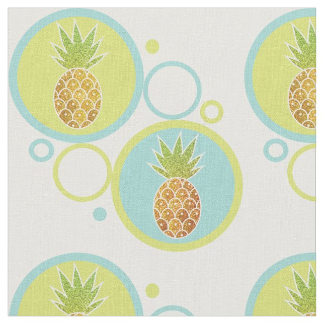 Glitter Tropical Pineapple with 60s Circle Pattern Fabric (Close Up)