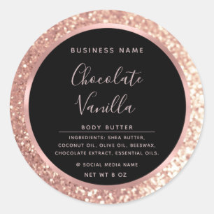  Glitter typography circle foil rose gold frame  C Classic Round Sticker