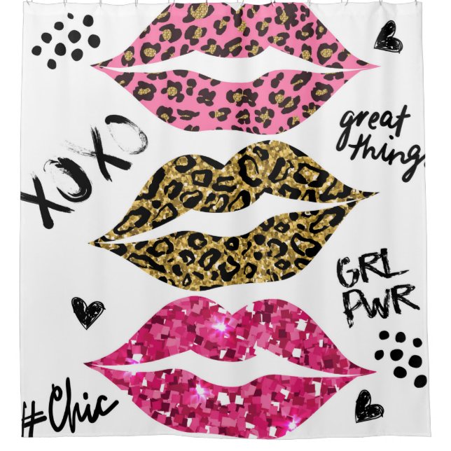 Glitter typography print with lips pattern (Front)