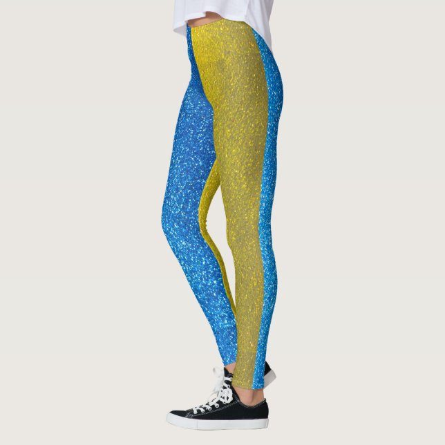 Glitter Ukrainian Flag of Ukraine Fashion Stylish  Leggings (Left)
