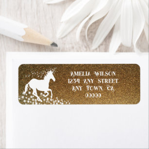 Glitter Unicorn and Stars   Gold Label