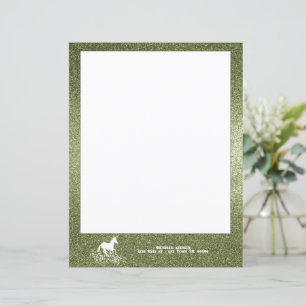 Glitter Unicorn and Stars Green Paper Sheet
