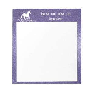 Glitter Unicorn and Stars   Purple Notepad