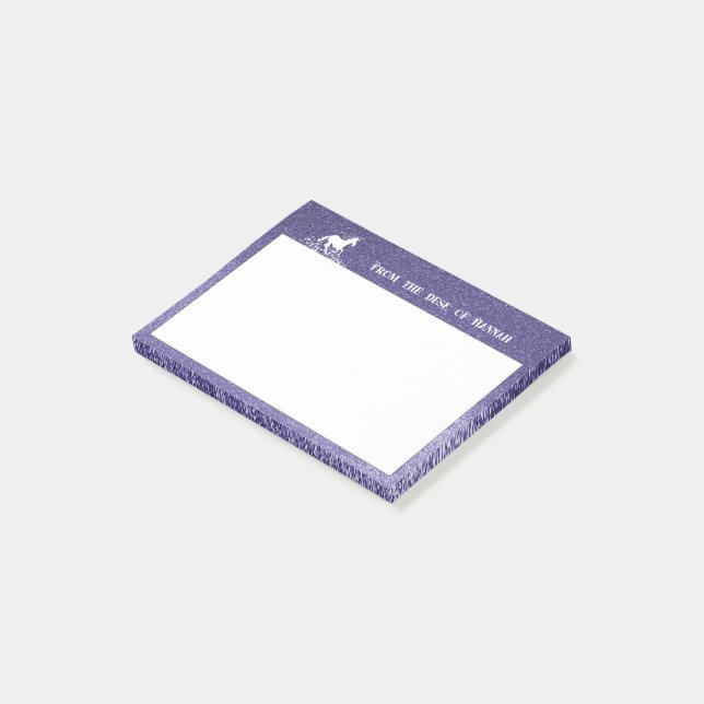 Glitter Unicorn and Stars | Purple Notes (Angled)