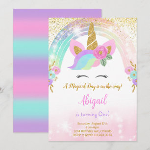 Glitter Unicorn Birthday Invite