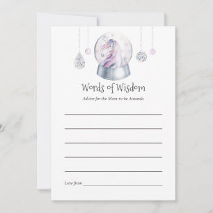 Glitter Unicorn Christmas Baby Shower Mom Advice Card